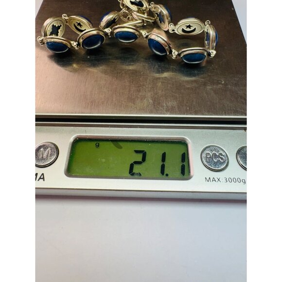 Estate Carolyn Pollack 925 Sterling Silver Lapis Lazuli Toggle Bracelet 7.5" - Picture 14 of 14